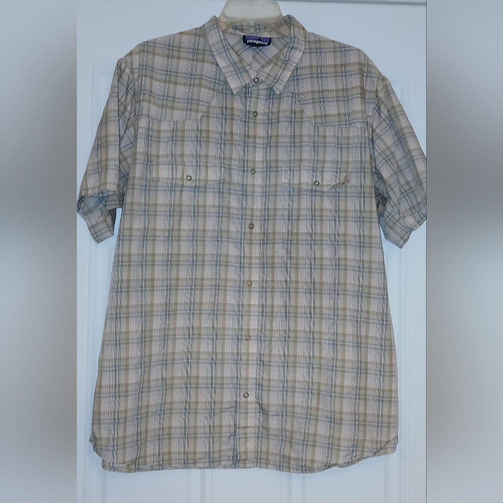 Patagonia Mens Shirt Lightweight Outdoor Short Sleeve X Large Plaid